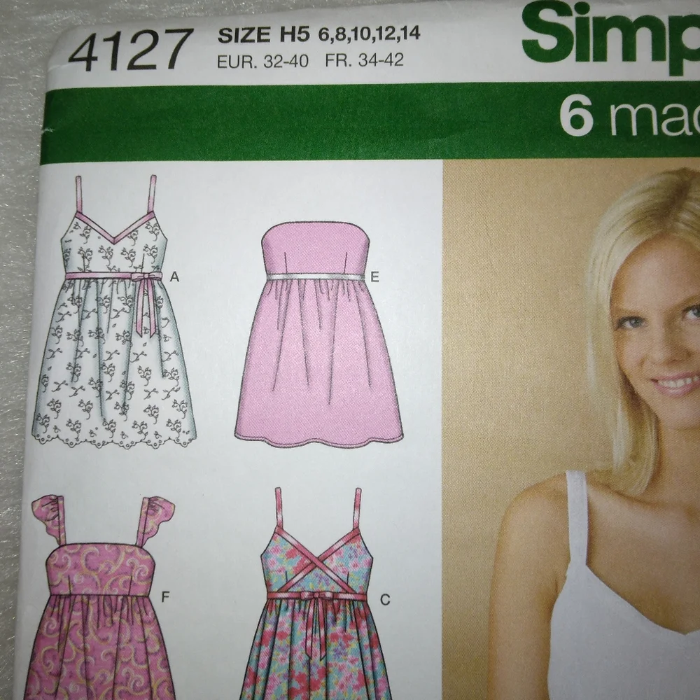 SIMPLICITY 4127 Sz 6-14 Misses tops with bodice and hemline variations, …